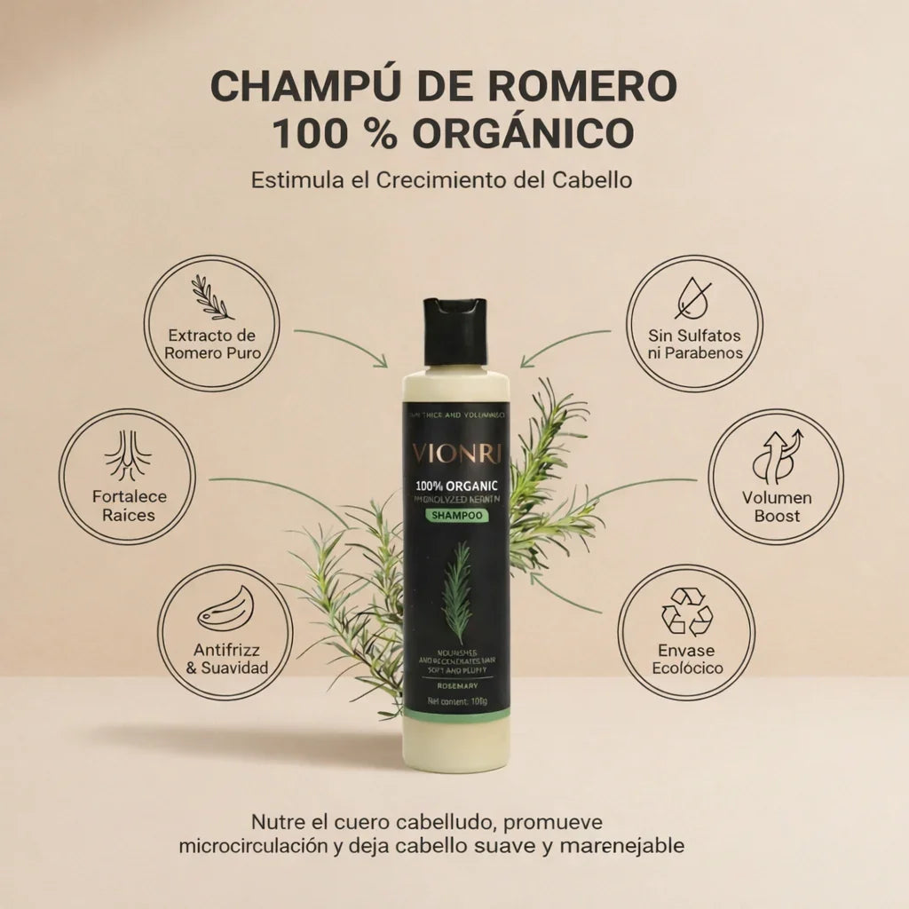 Champú de Romero Orgánico – Frena la Caída y Fortalece tu Cabello
